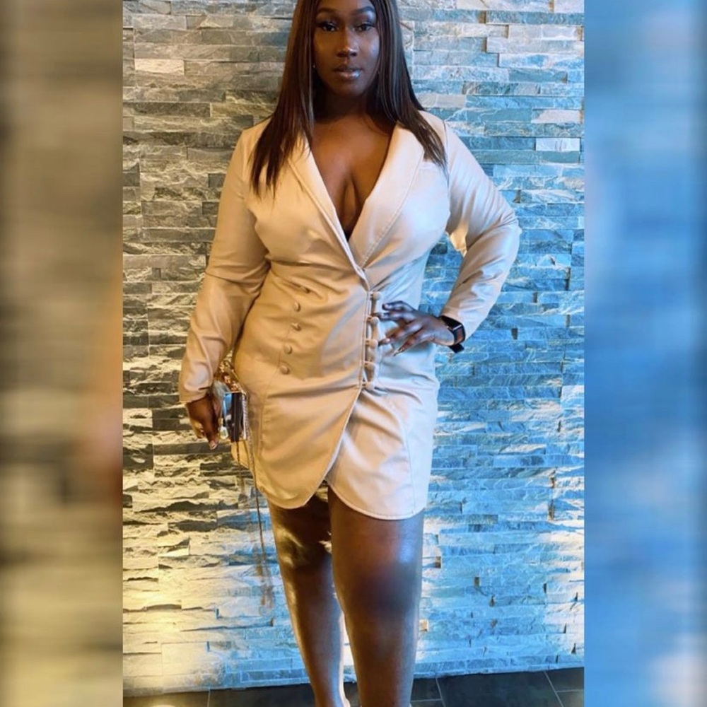 Faux Leather Blazer Dress Plus Size